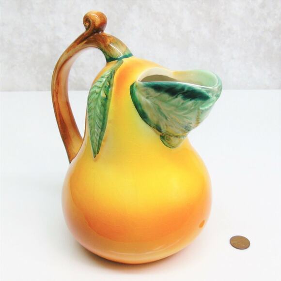 Salute Italia Pear Shaped Juice Pitcher 8.5" Yellow Green Figural Fruit Italy - Picture 8 of 8